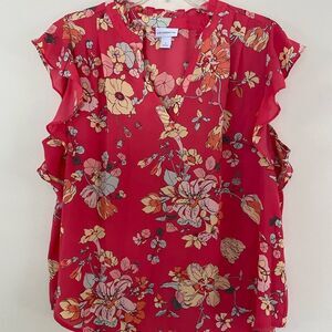 Liz Claiborne Red Floral Blouse